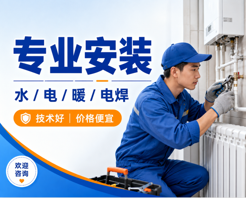 专业水，电，暖，电焊安装