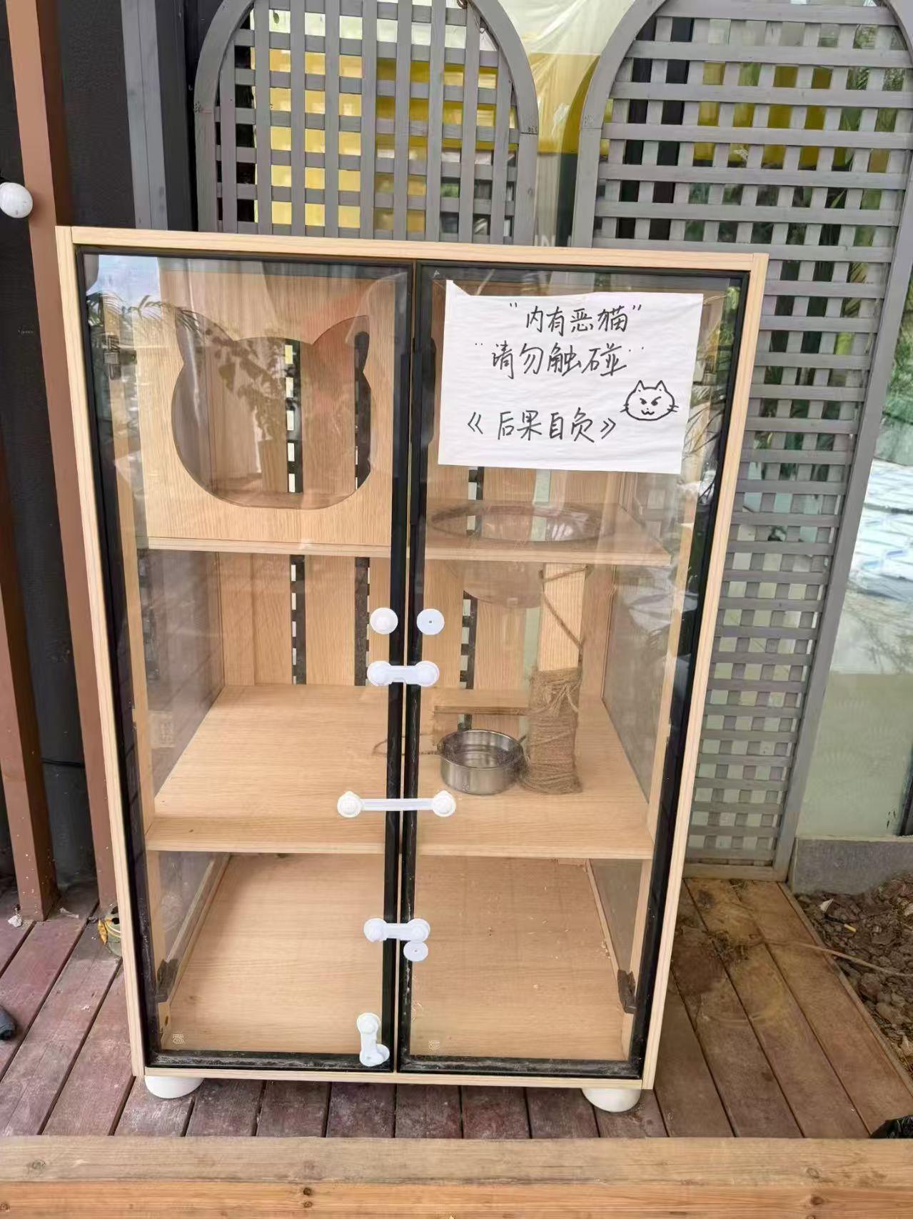 实木猫舍带轮子