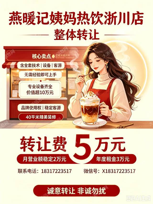 忍痛转让!淅川40㎡网红热饮店,接手即可营业